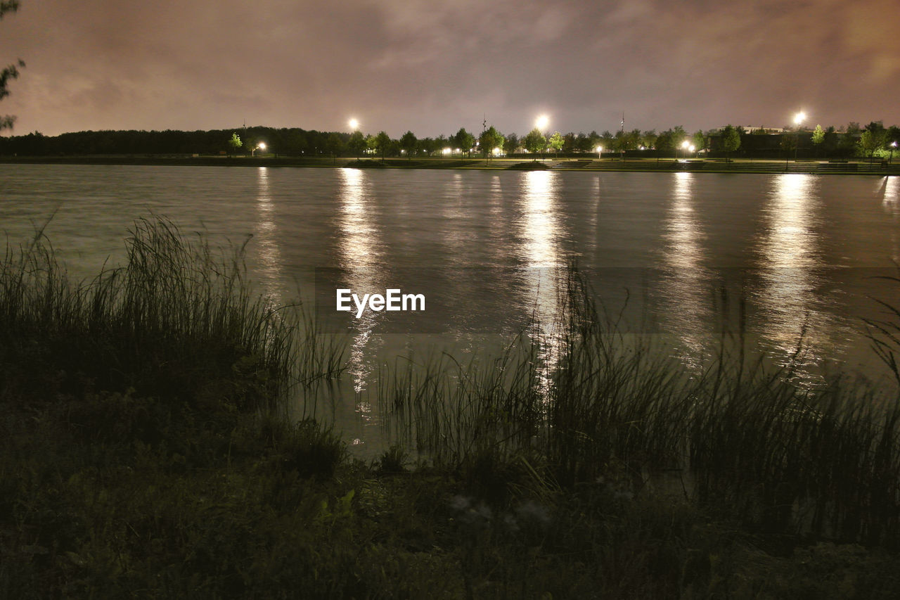 SCENIC VIEW OF LAKE AT NIGHT