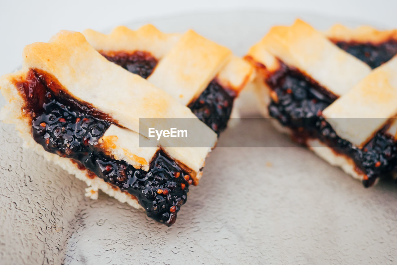 Close-up of blueberry pie