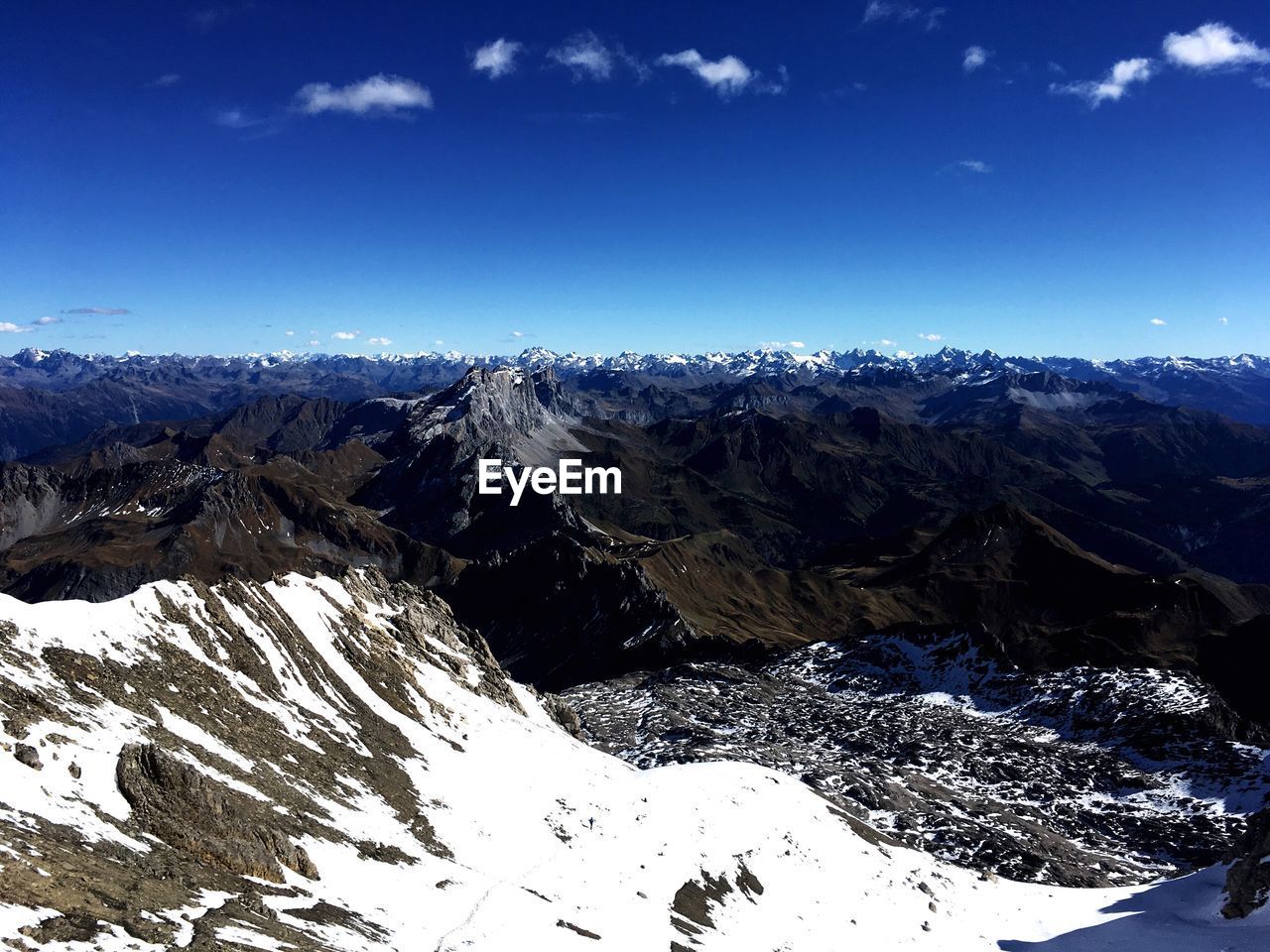 AERIAL VIEW OF SNOWCAPPED MOUNTAINS AGAINST SKY