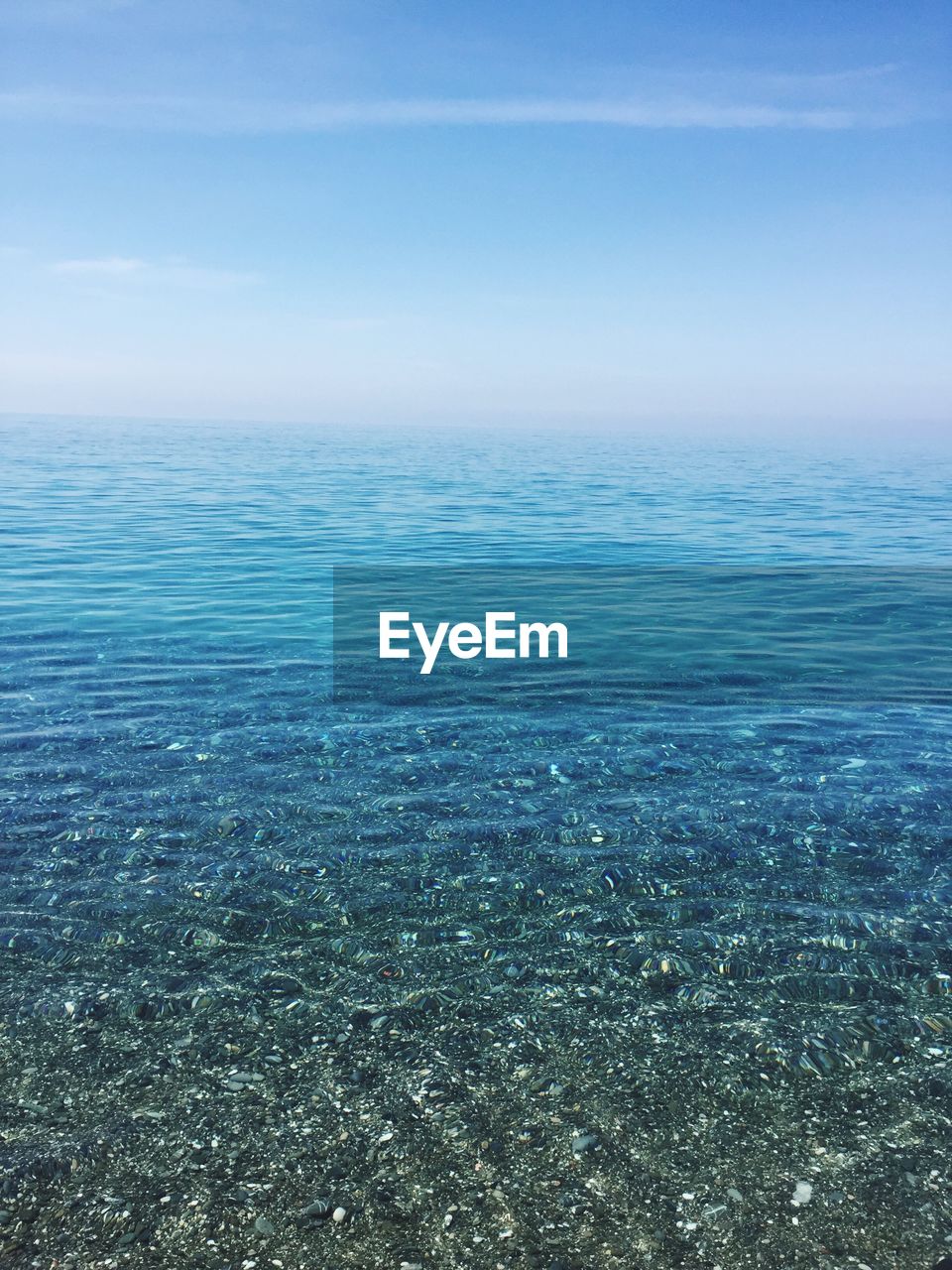 Scenic view of sea against blue sky