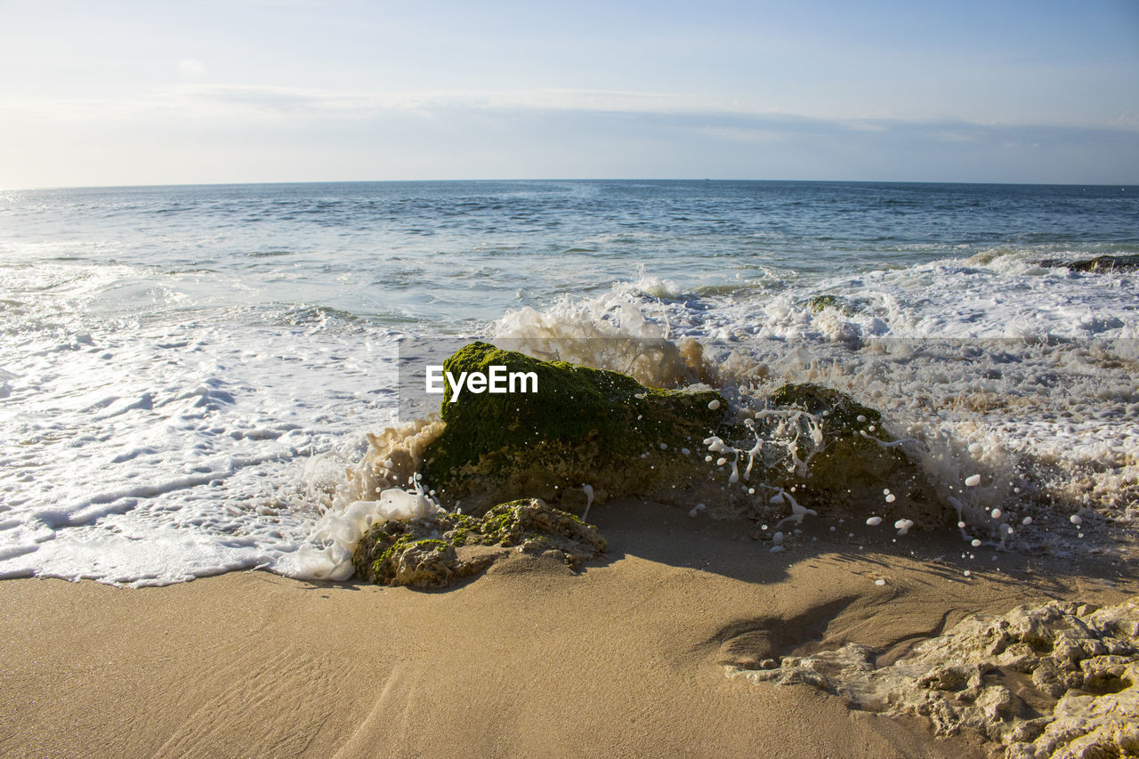SCENIC VIEW OF SEA WAVES AGAINST SKY