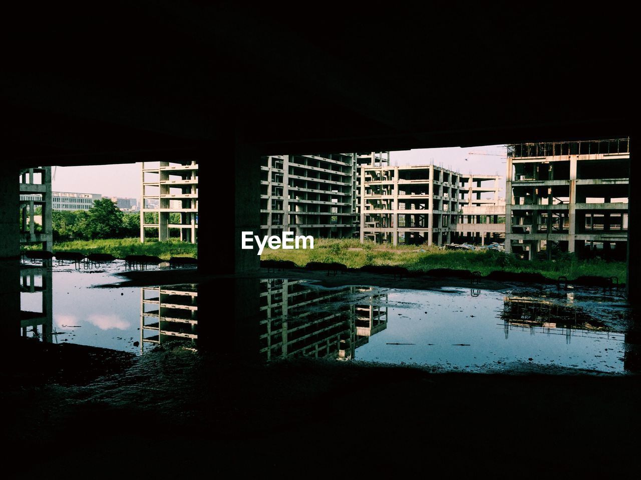 Reflection of buildings in water