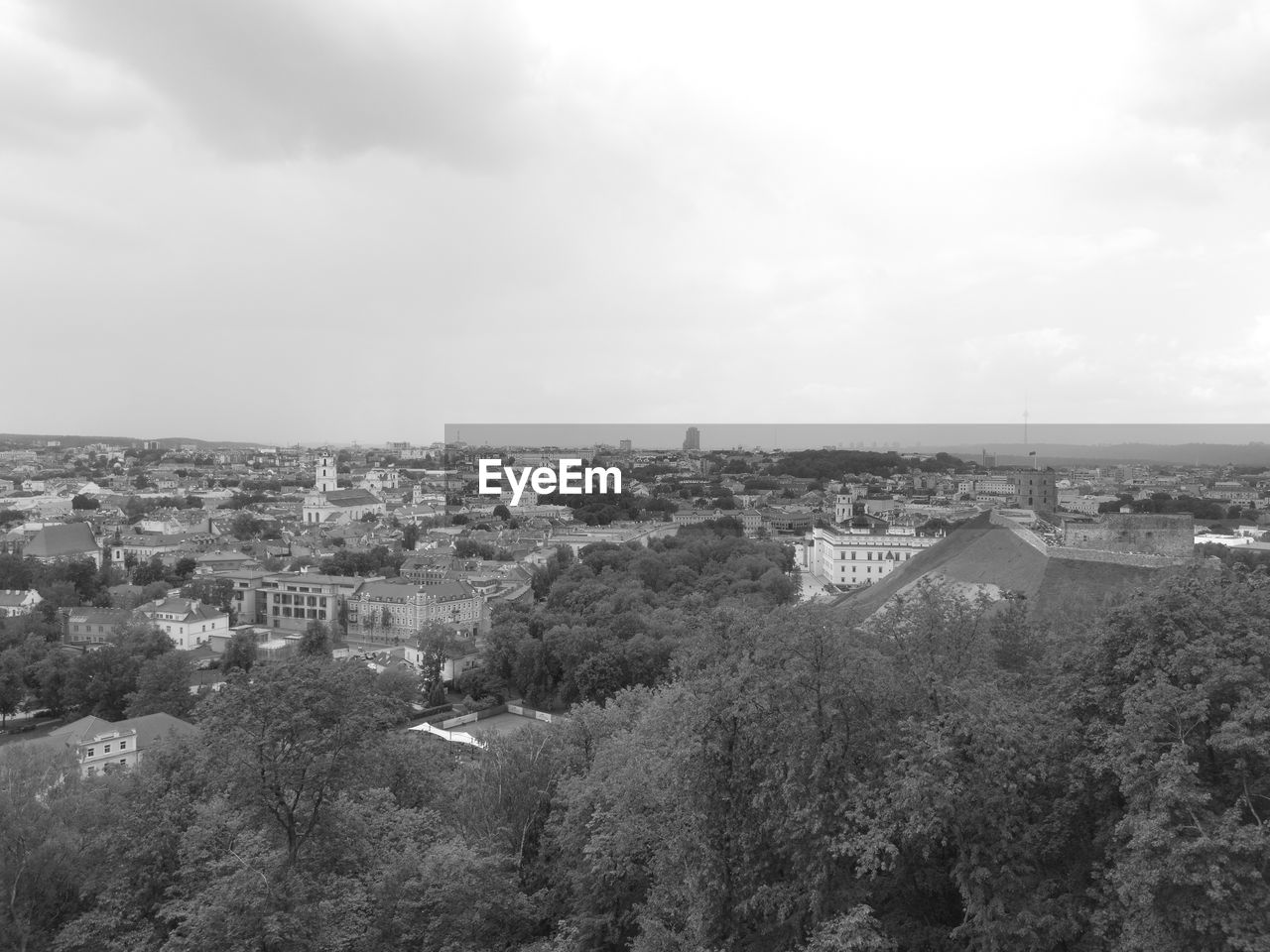 High angle view of townscape against sky