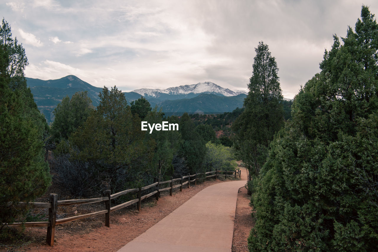 Panoramic view of trees and mountains against sky