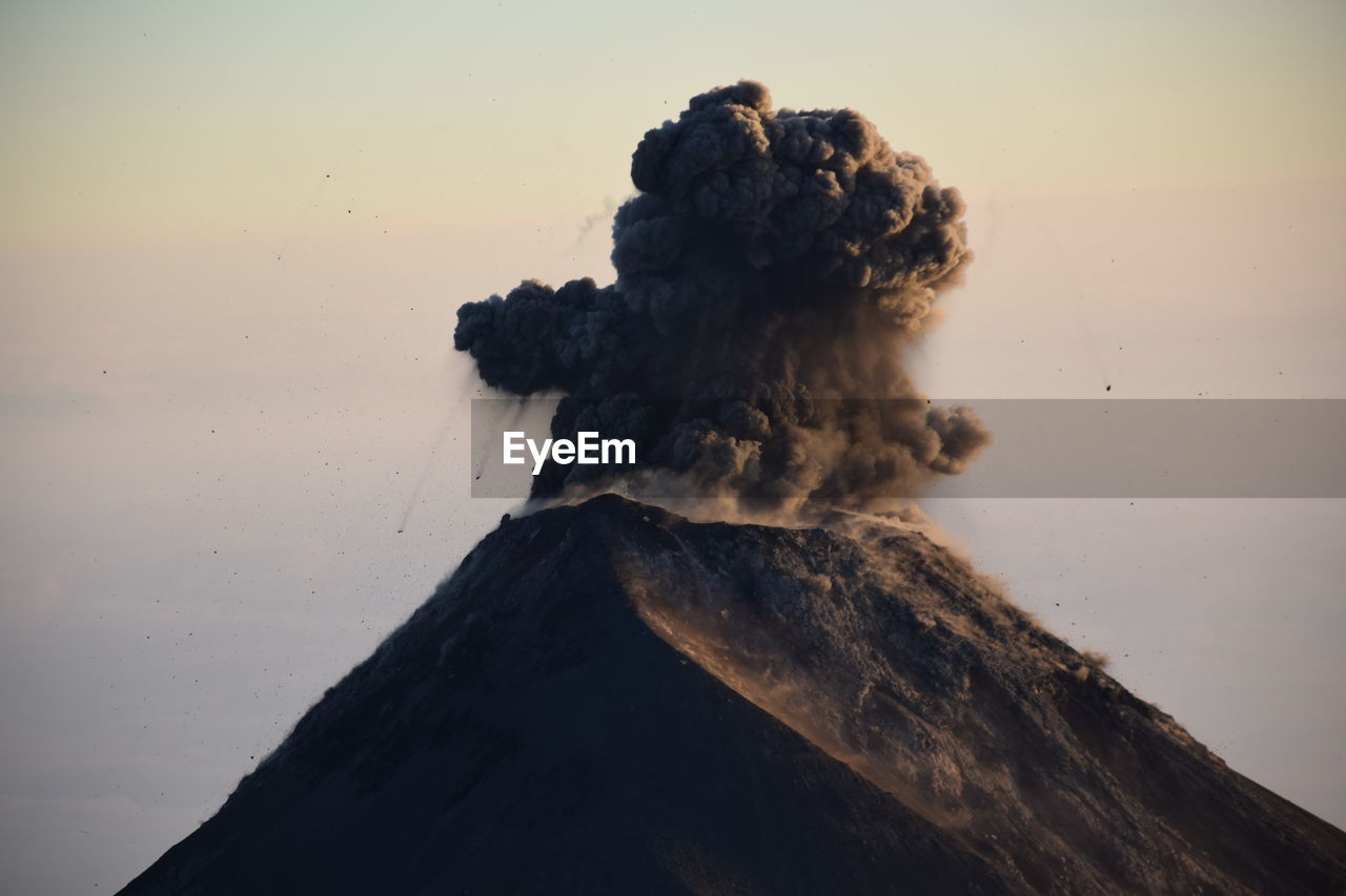 Active fuego volcano visible from acatenango volcano, guatemala