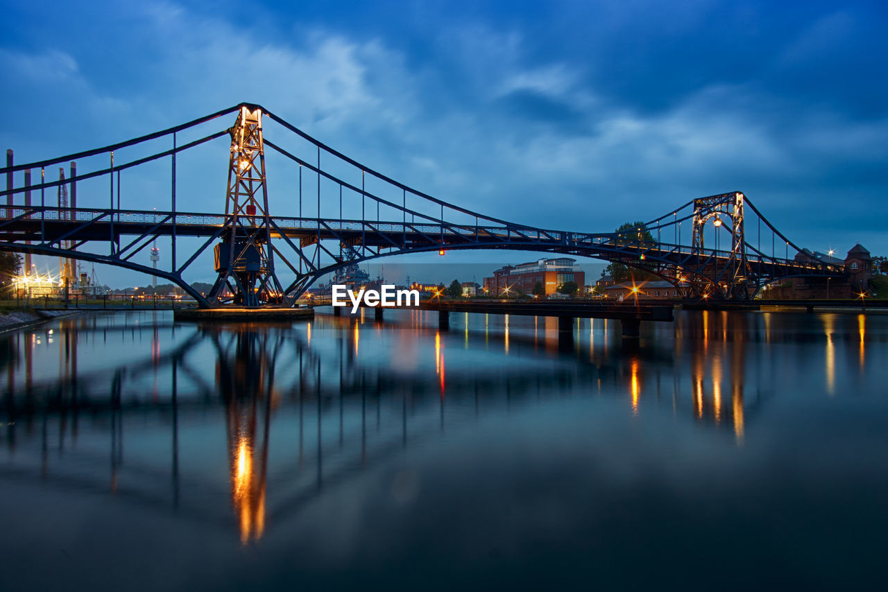 View of suspension bridge over river