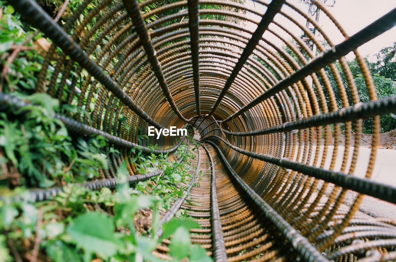 Metal bridge amidst trees