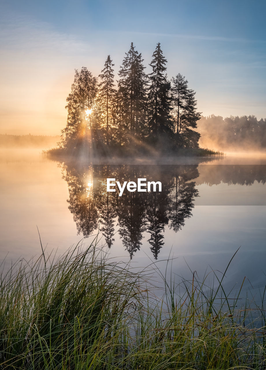 SCENIC VIEW OF LAKE DURING SUNSET