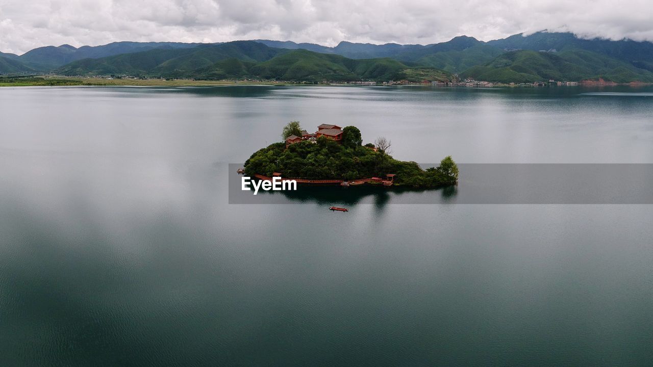 Scenic view of lake against sky