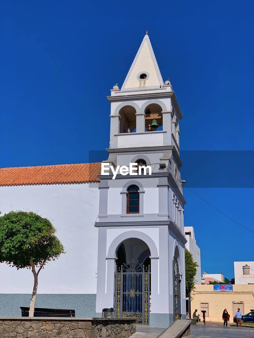 Low angle view of building against blue sky