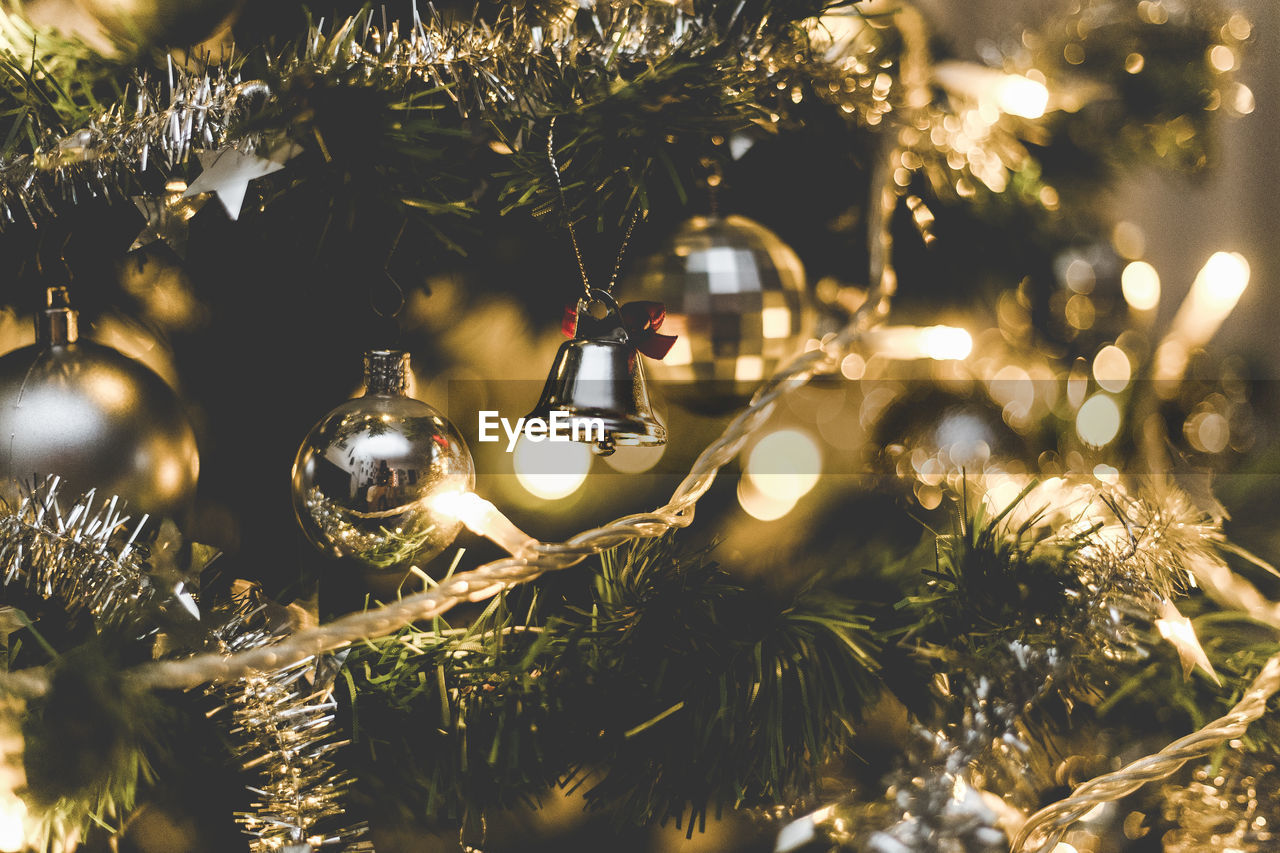 Illuminated christmas tree at night
