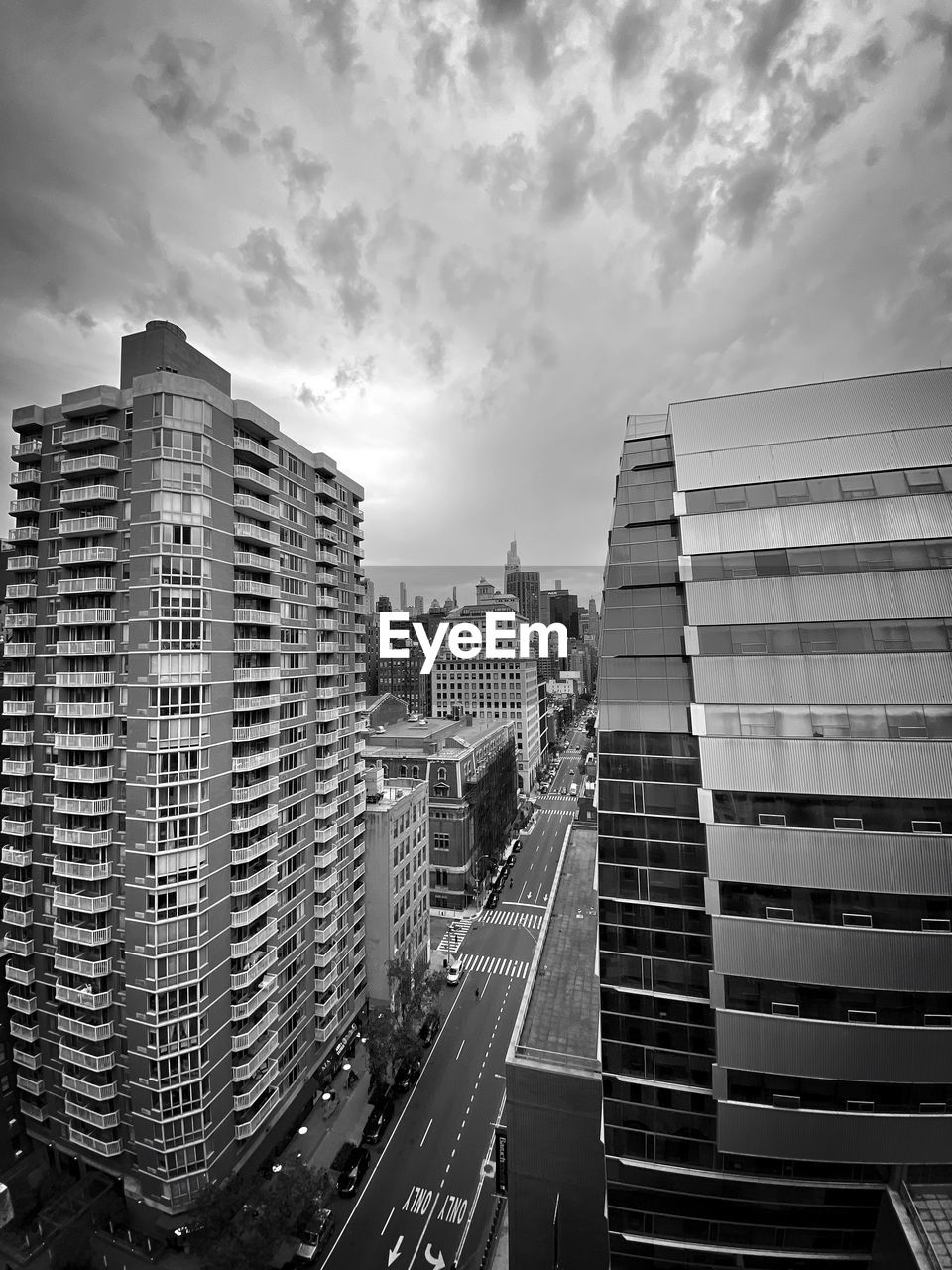 High angle view of buildings against sky