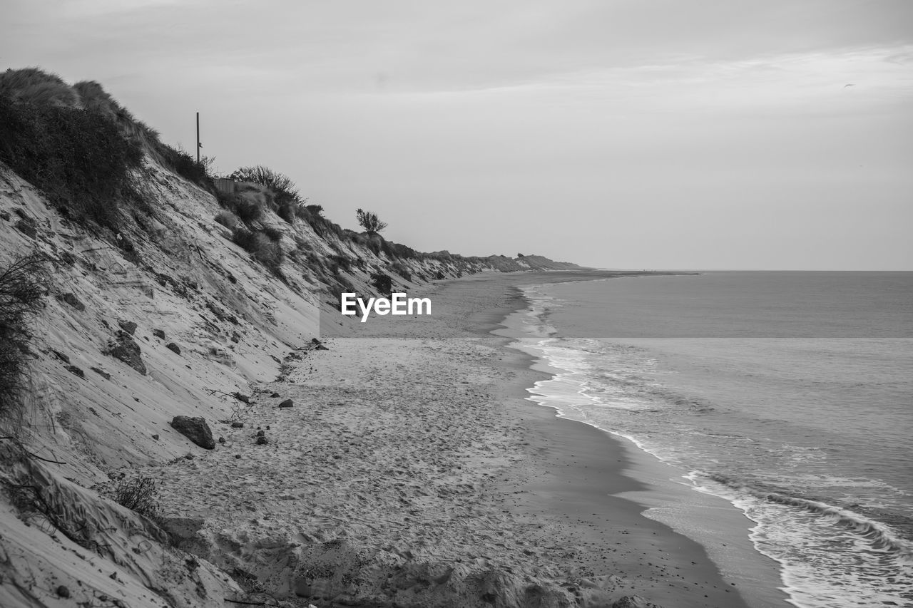 A monochrome north facing view at hemsby gap