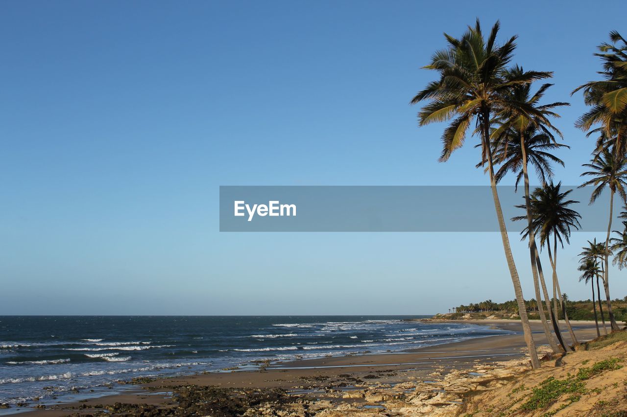 Scenic view of sea against clear sky