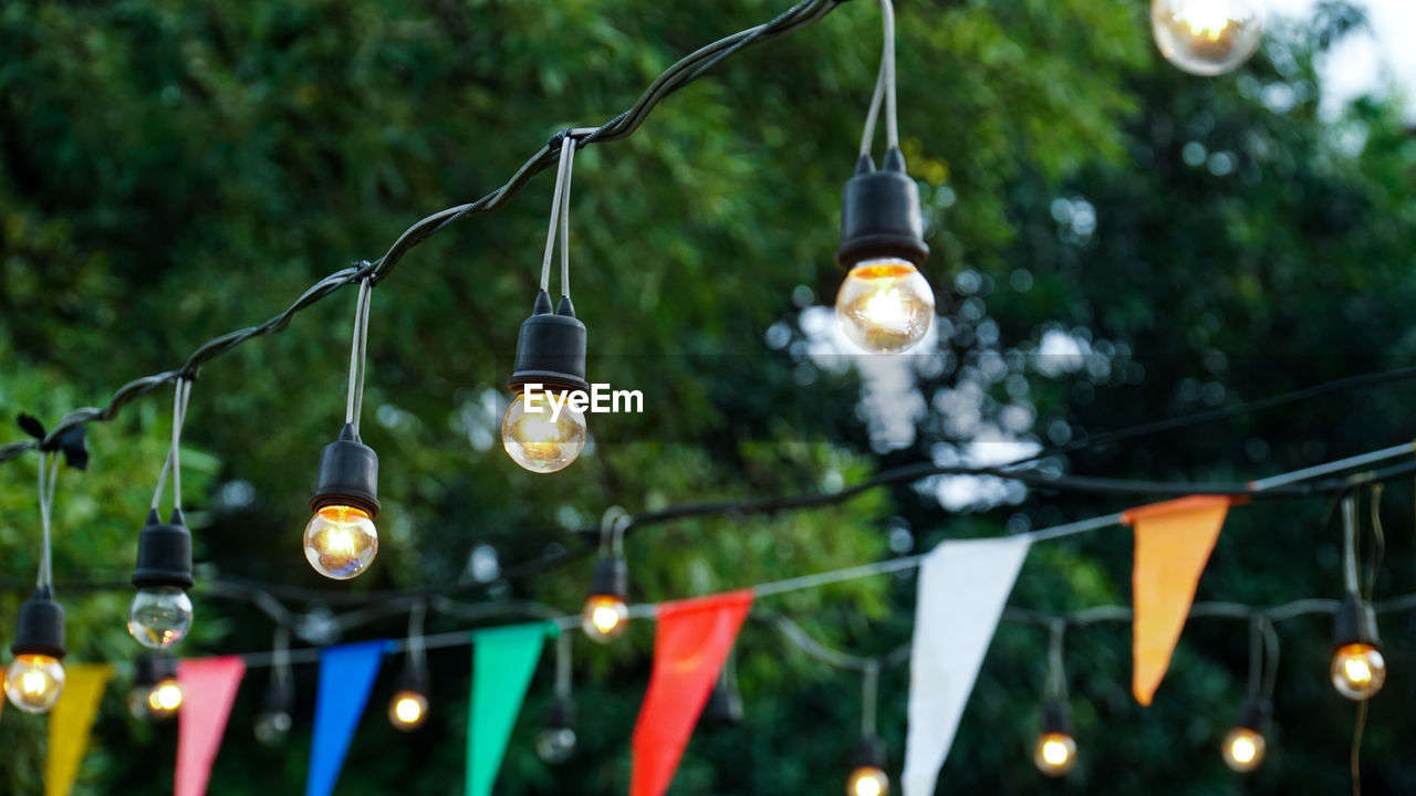 Close-up of illuminated string light