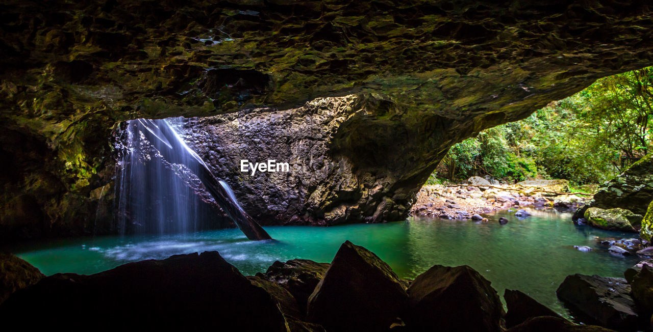 Scenic view of waterfall