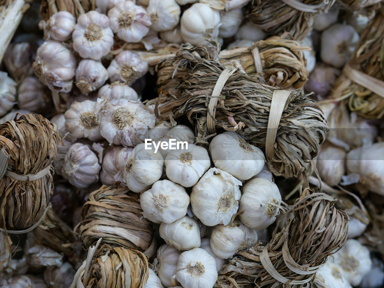 Close-up of garlic for sale in market