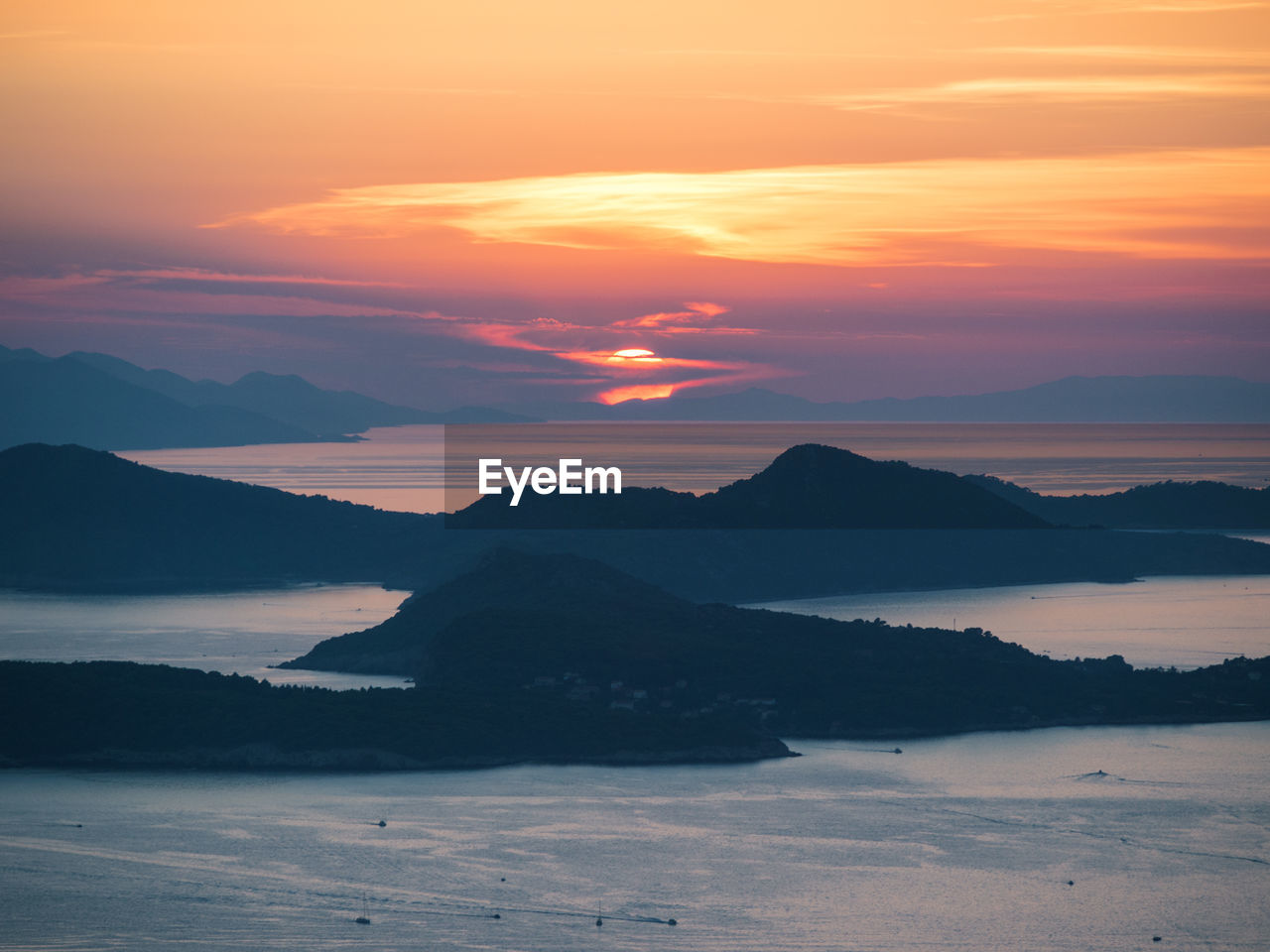 Scenic view of sea during sunset