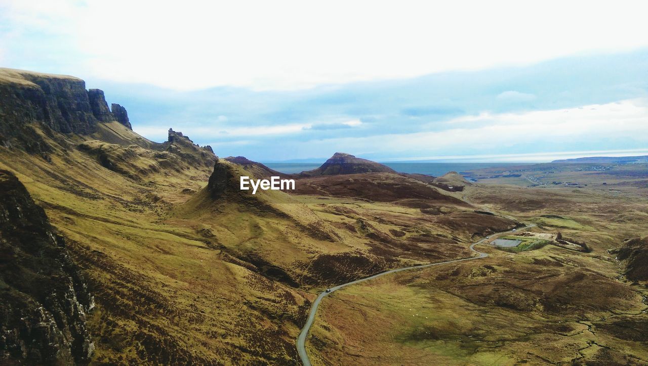 High angle shot of countryside landscape