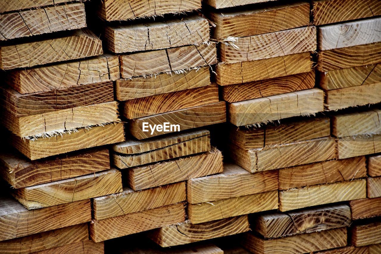 FULL FRAME SHOT OF WOODEN LOGS IN BASKET