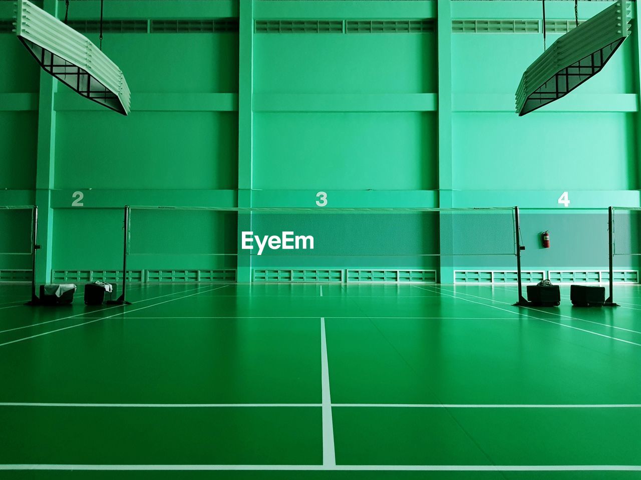 Interior of empty badminton court