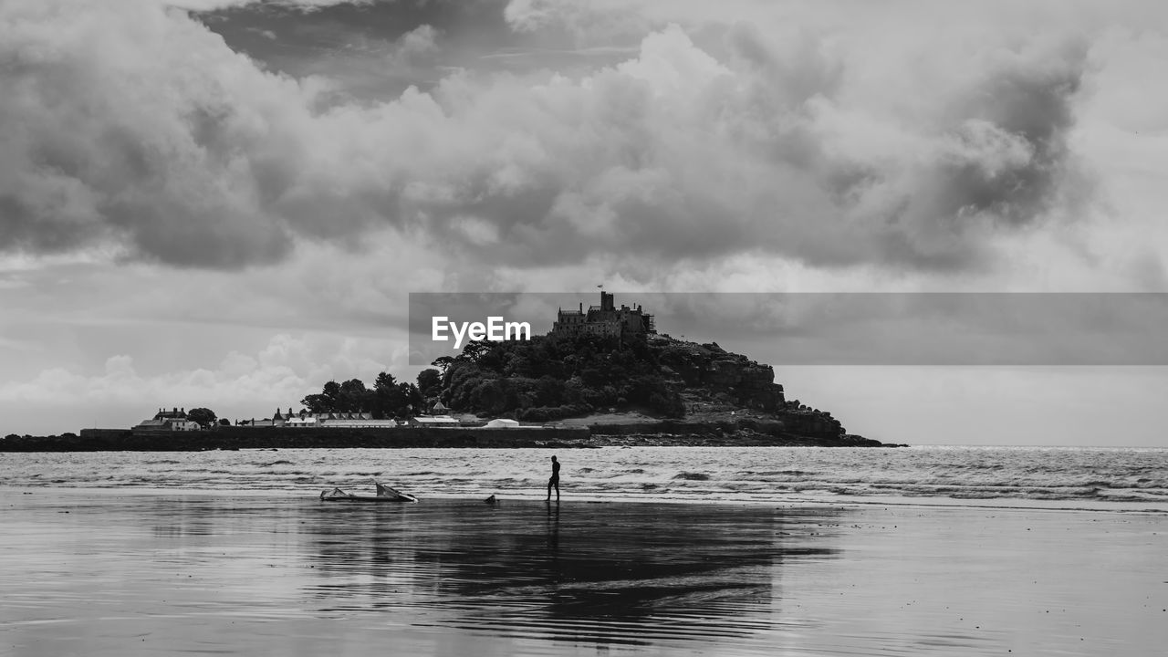 Scenic view of sea against cloudy sky