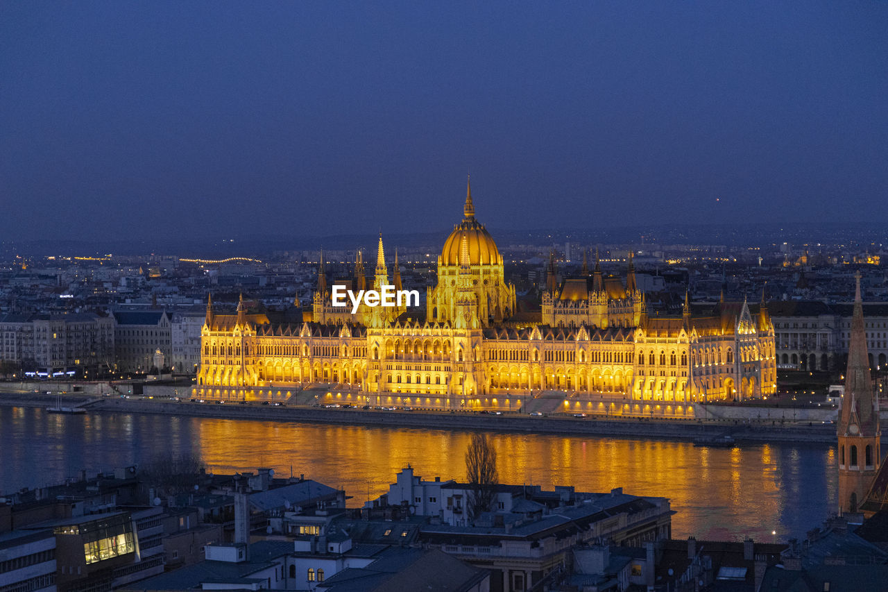 The hungarian parliament in evening light.
