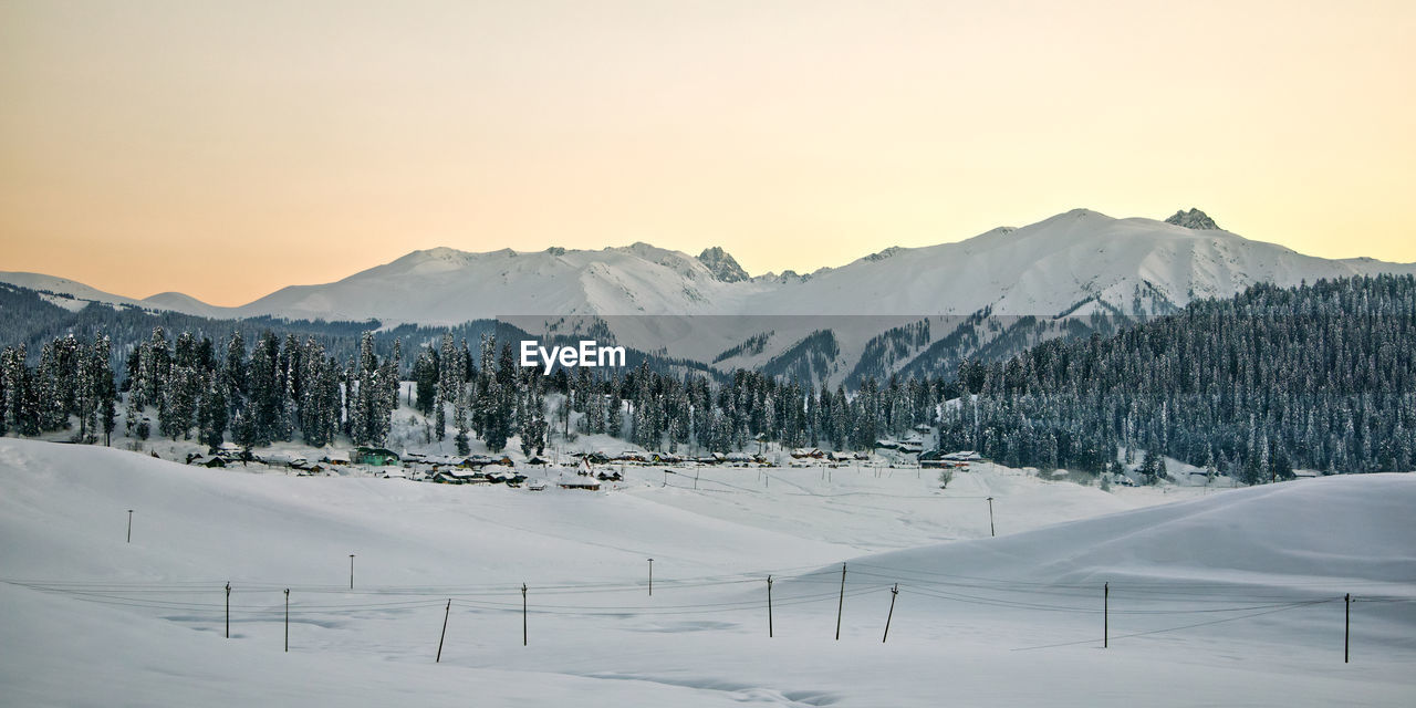 Scenic view of snow covered mountains against sky, gulmarg kashmir 