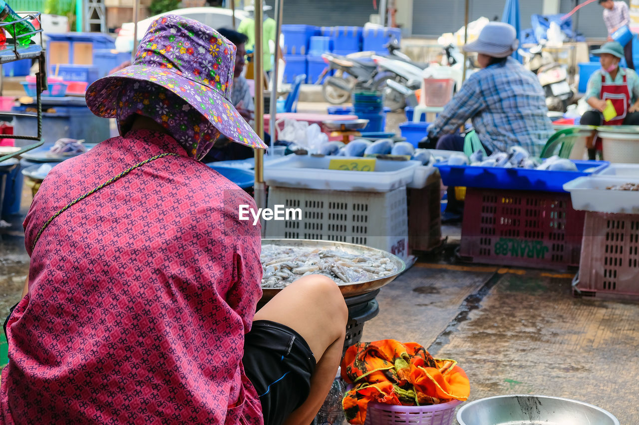 Street vendor at seafood market in hua hin district ,prachuap khiri khan province, thailand