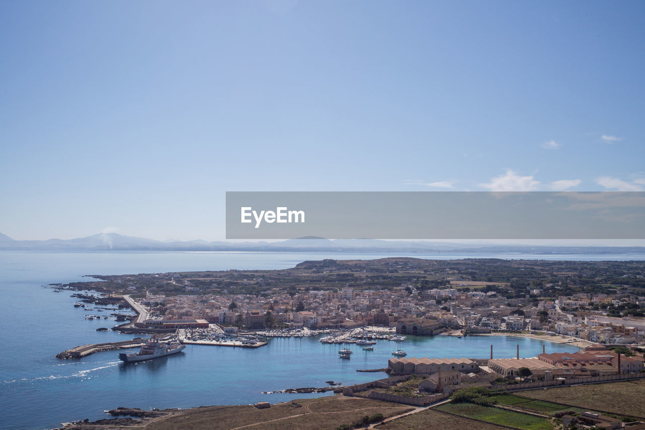 High angle view of boats in calm sea