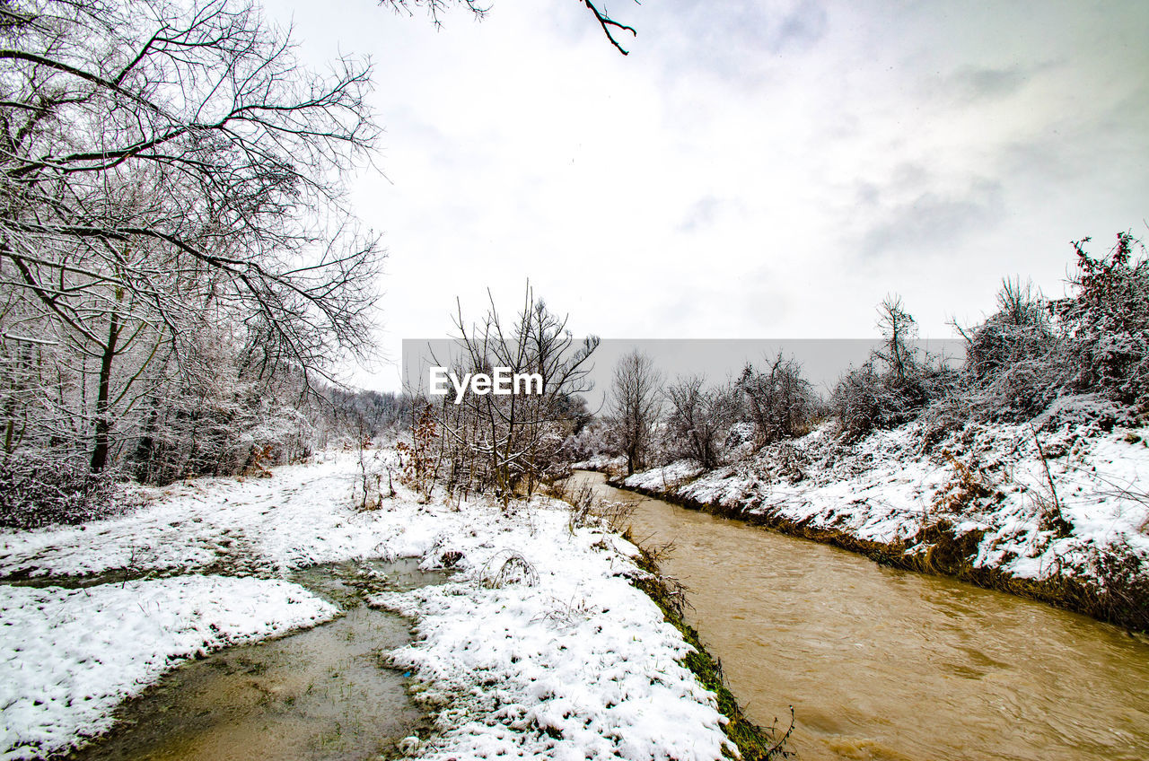 SNOW COVERED LAND AGAINST SKY