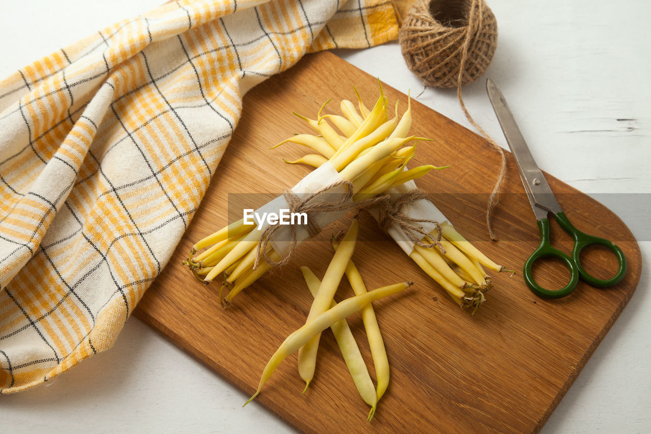 high angle view of various ingredients on table