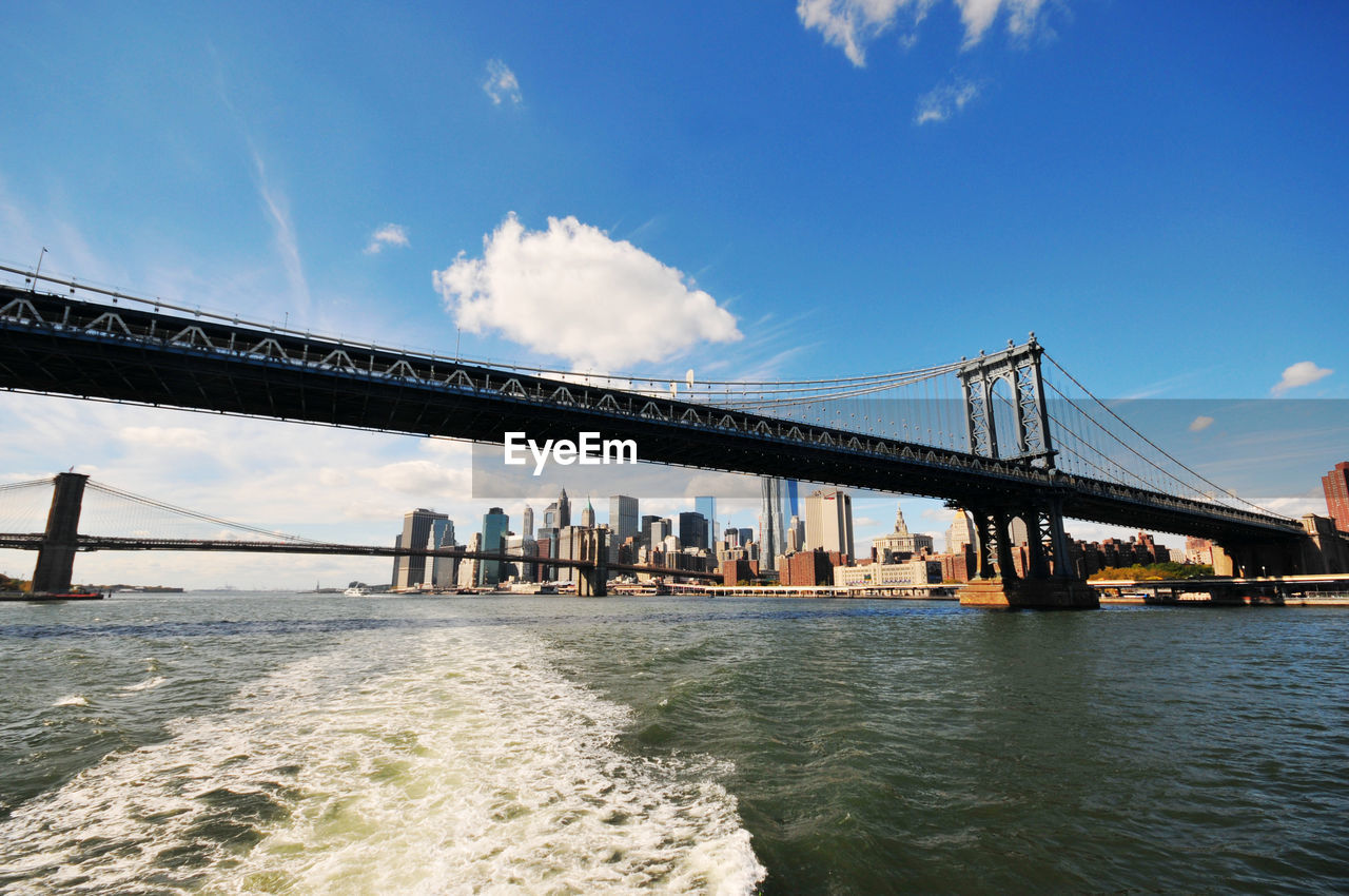 Panoramic photo of manhattan bridge in new york city, usa