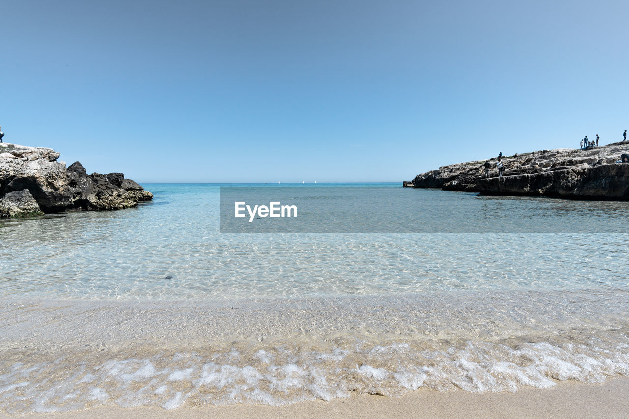 Scenic view of sea against clear sky