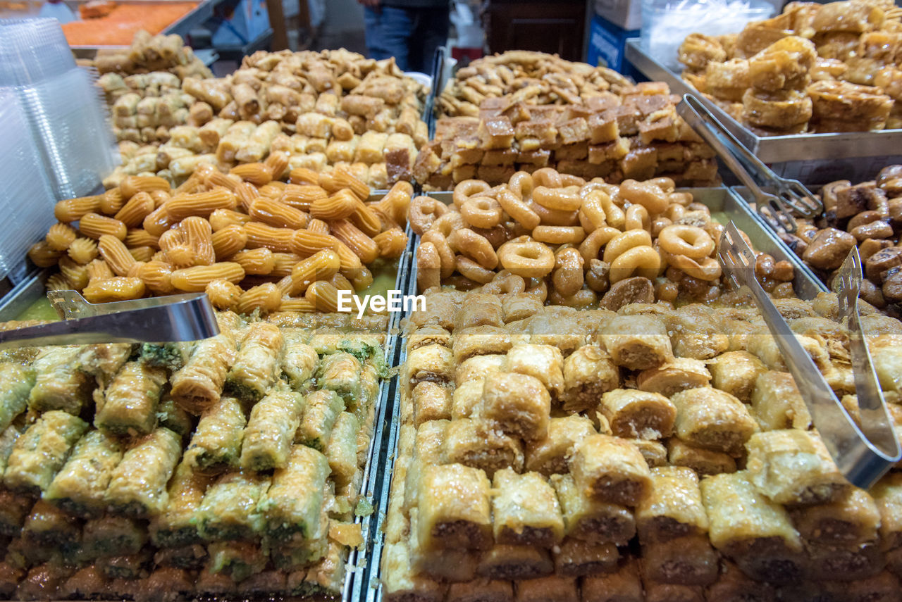 Turkish delights, baclava in the oriental bazaar