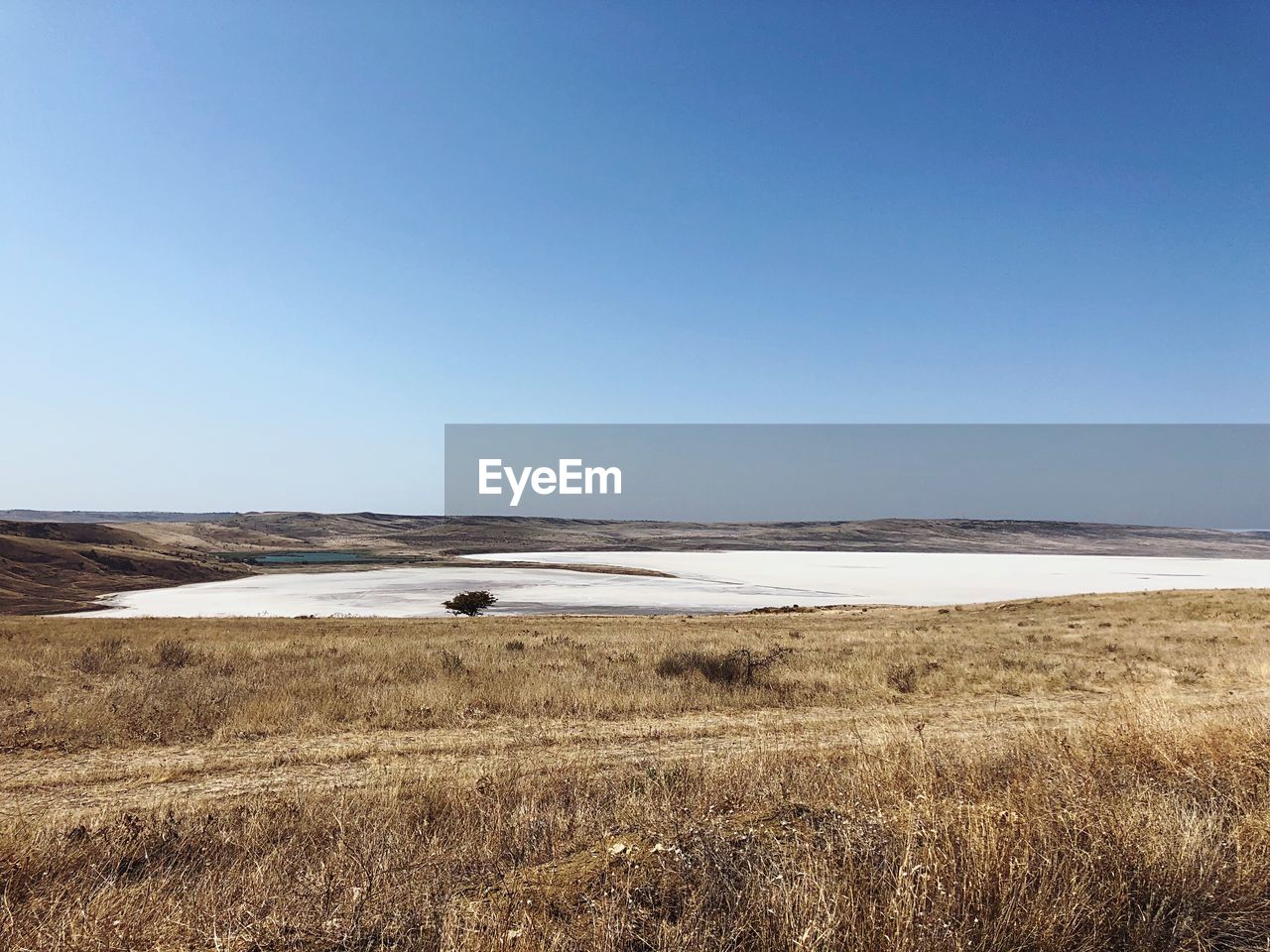 Scenic view of land against clear sky