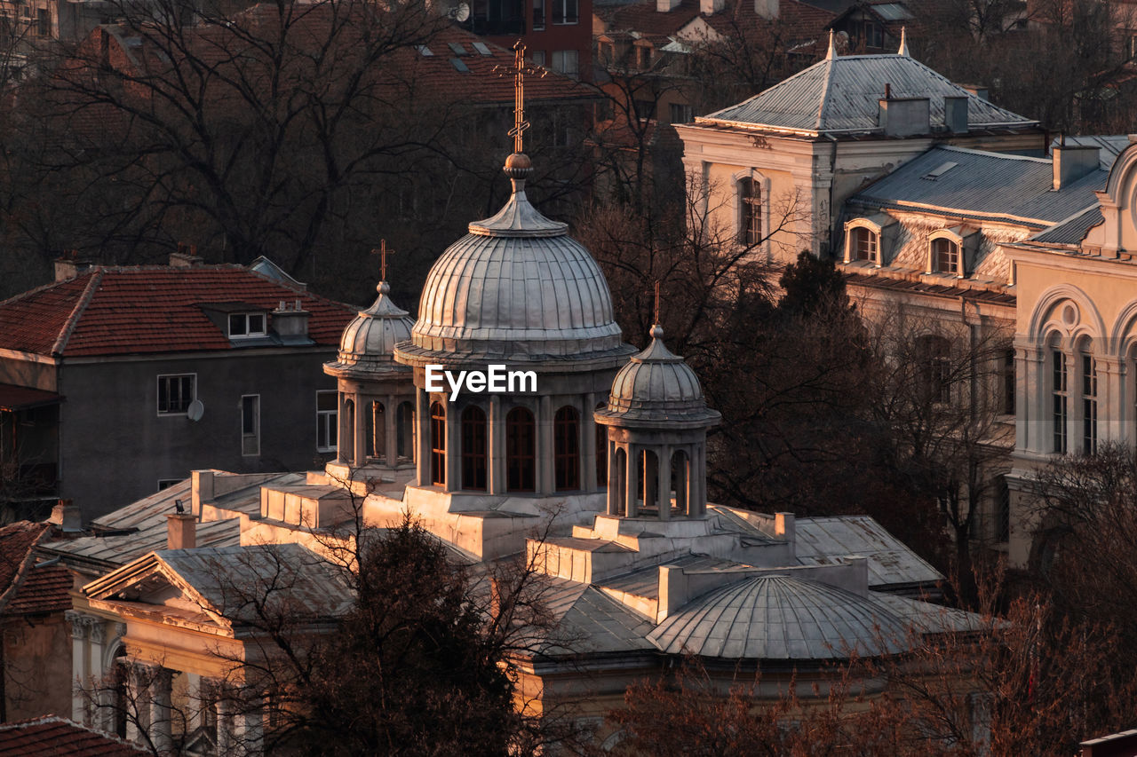 High angle view of an orthodox church in city