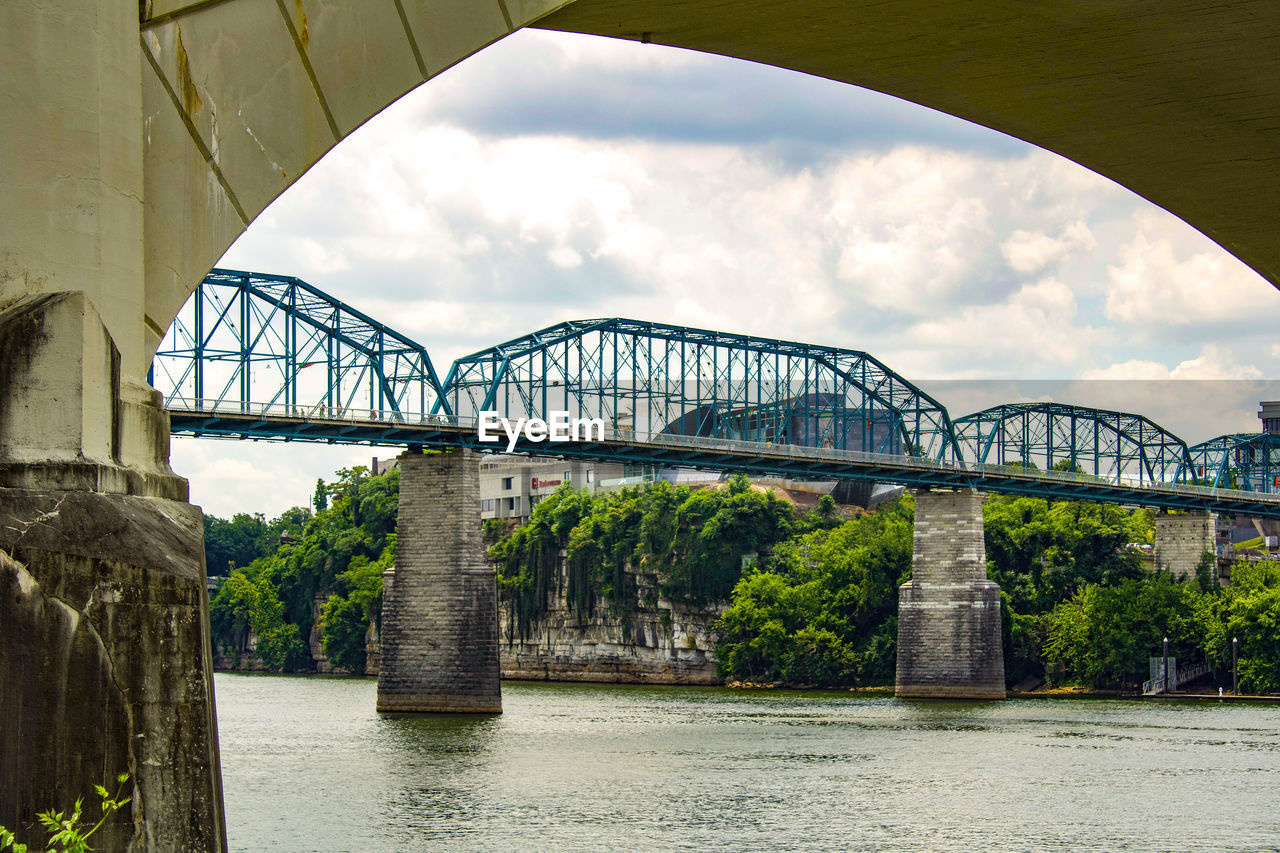 Bridge over river against sky