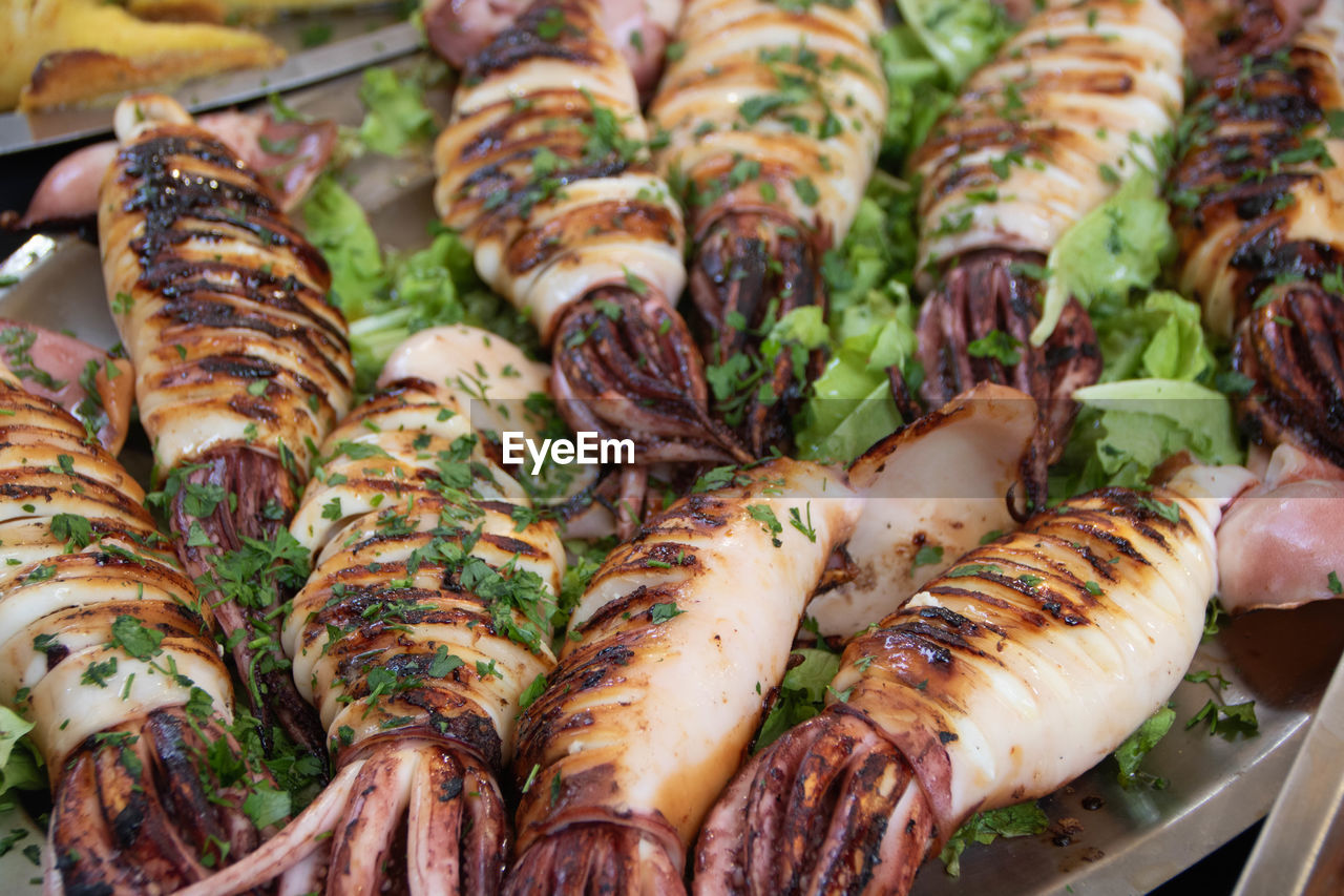 close-up of seafood for sale