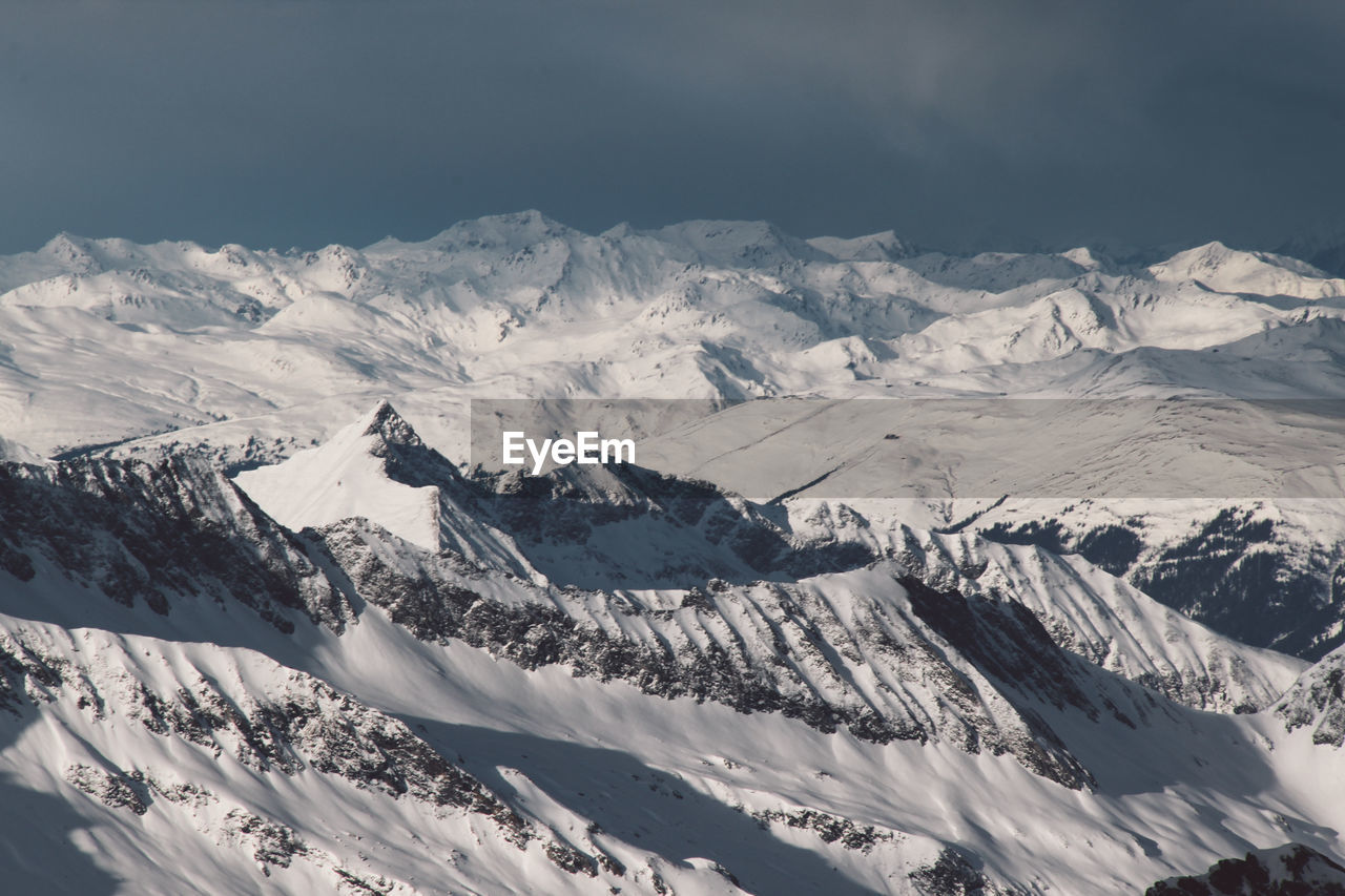 Scenic view of snow covered mountains