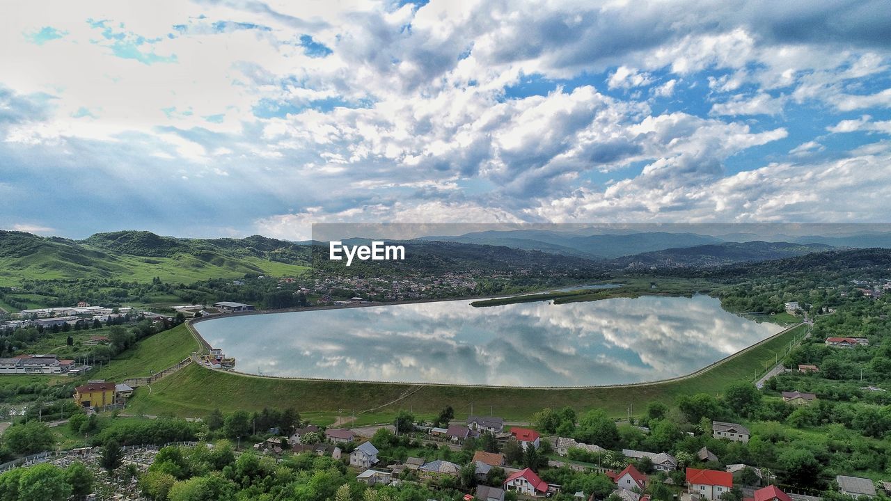 High angle view of landscape against sky