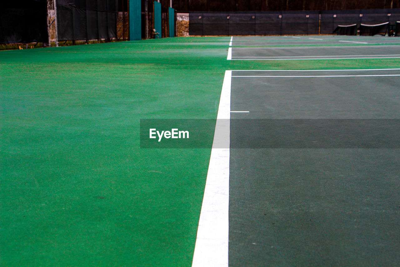 Lines on tennis court at night