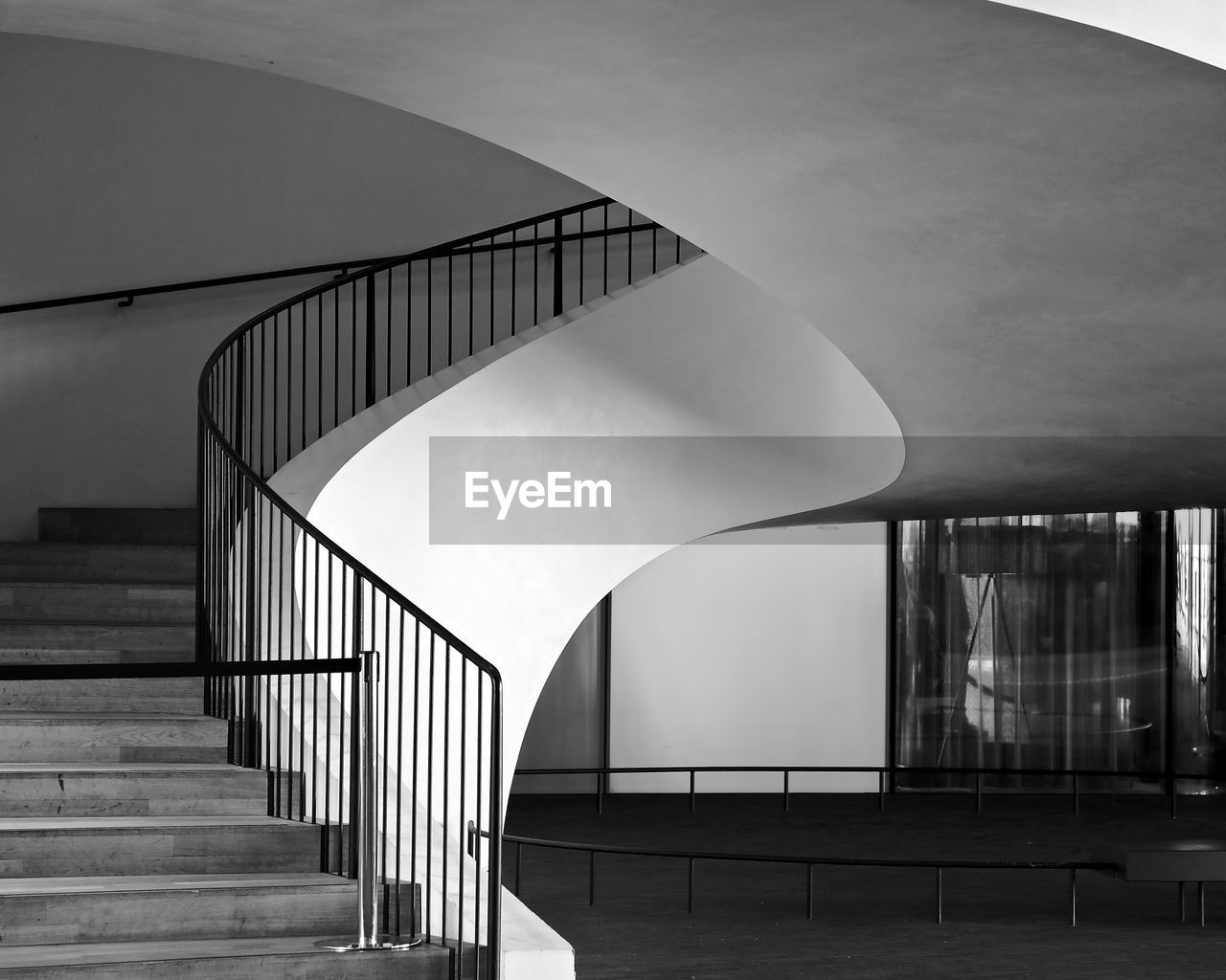 Low angle view of spiral staircase in building