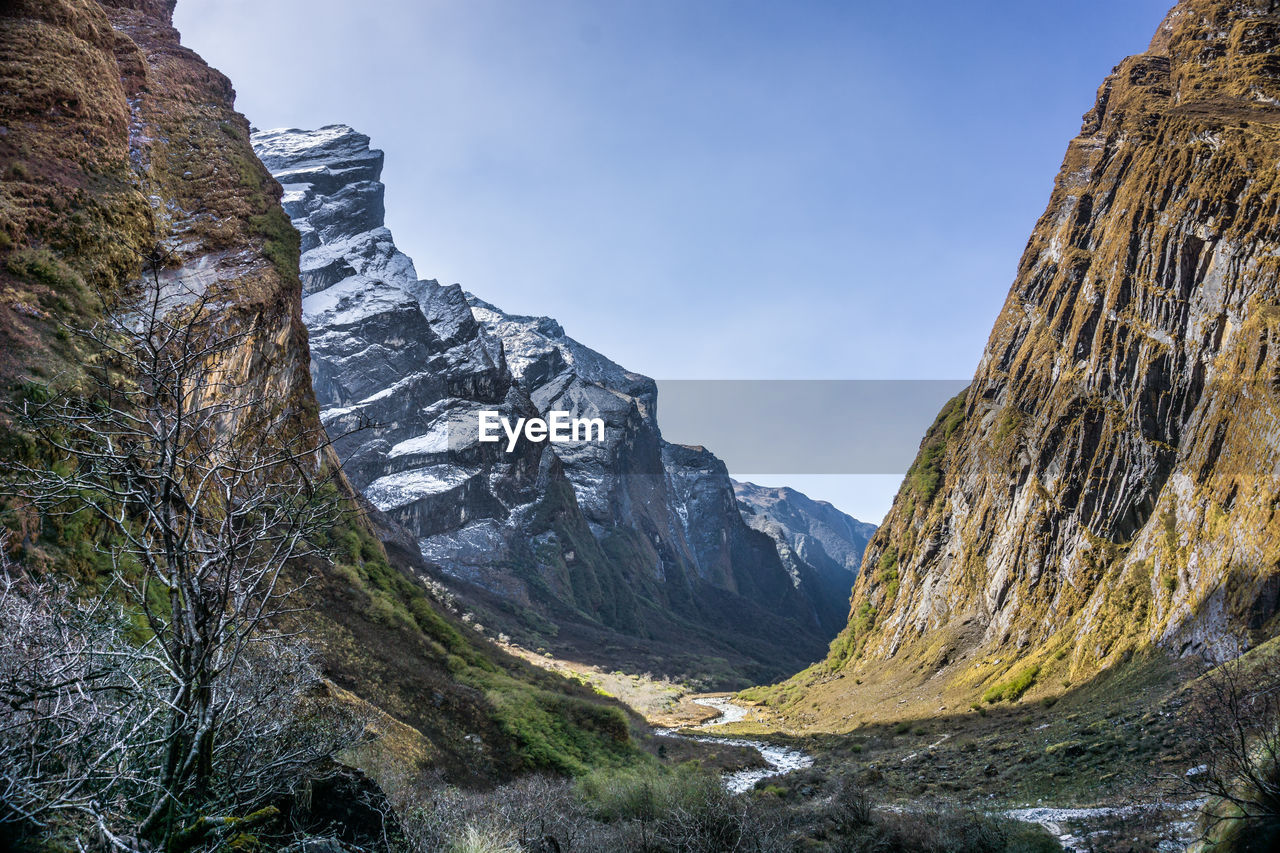 Panoramic view of rocky mountains against sky