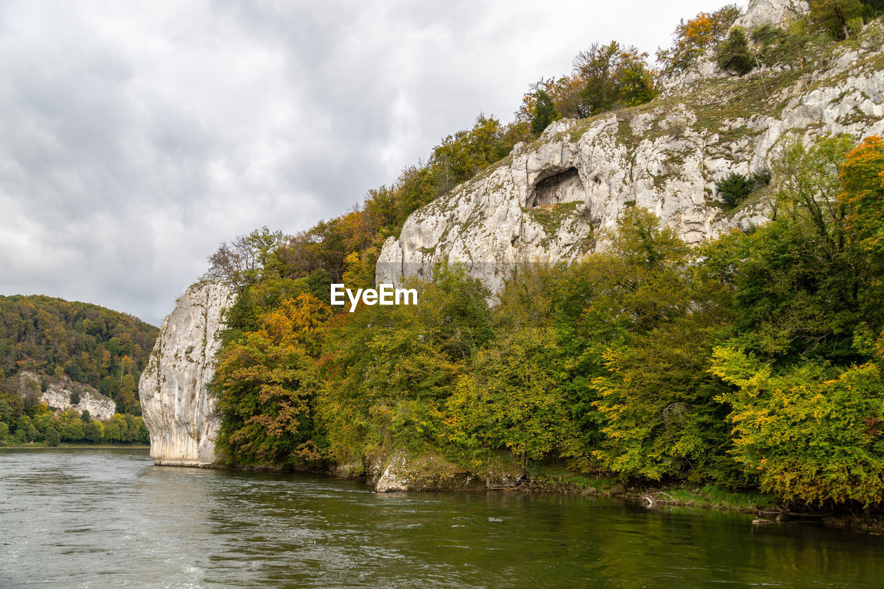 Nature reserve at danube river breakthrough nearby kelheim with limestone rock formations