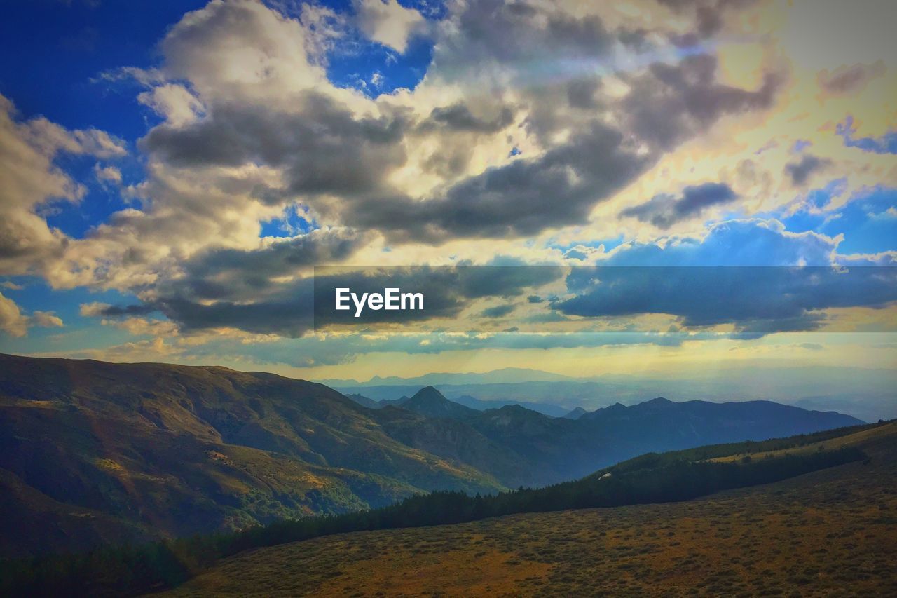 Idyllic shot of mountain range against sky at sierra nevada