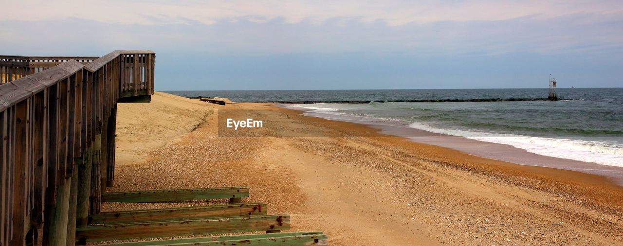 Scenic view of beach against sky