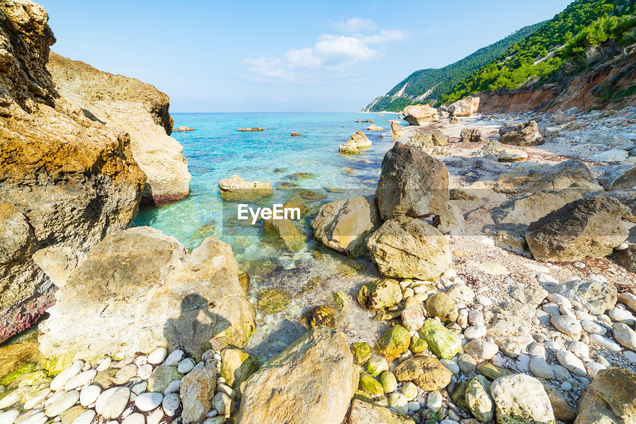 scenic view of sea against mountain