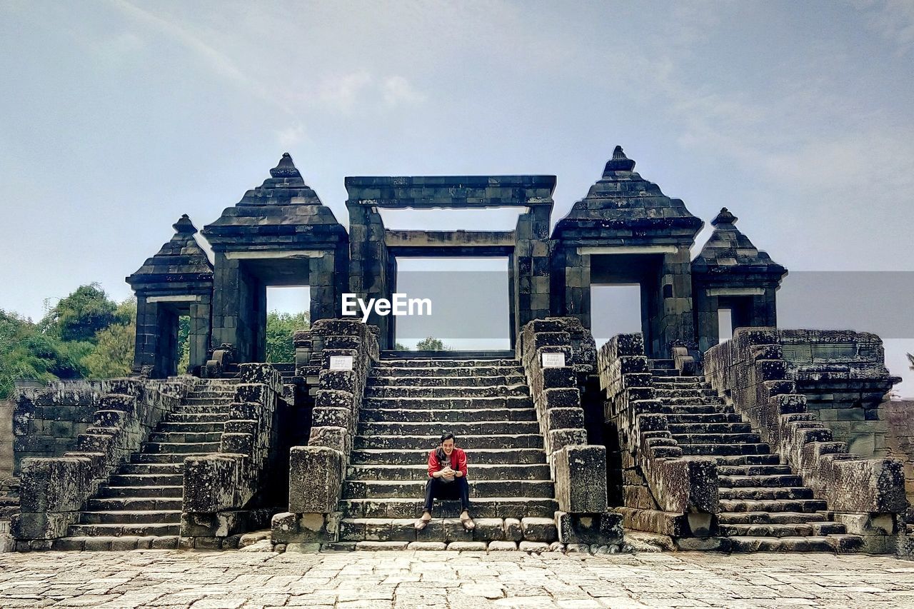 Exterior of temple against sky