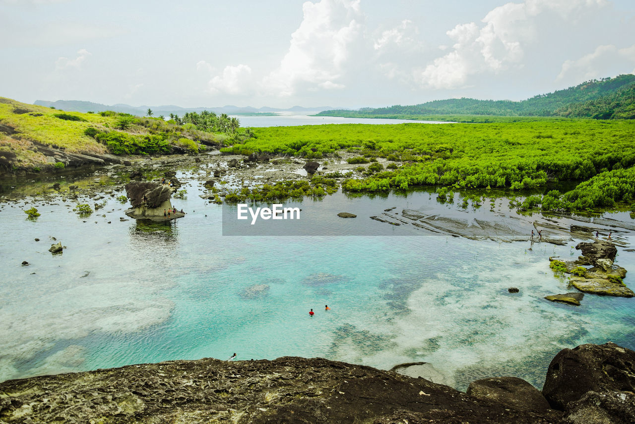 Scenic view of lake against sky